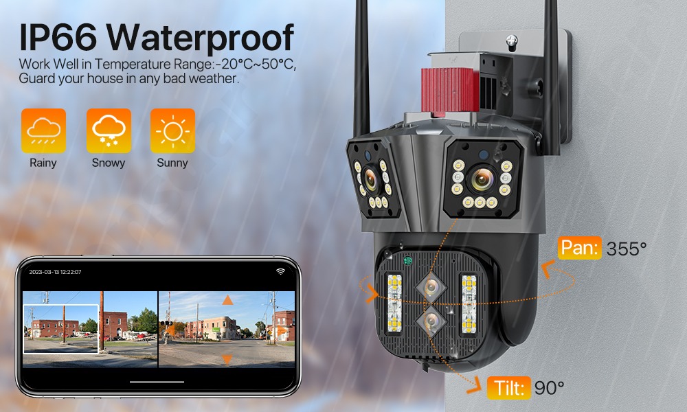 iCSee Camera Wi-Fi WQQ839S-PW-4 3 lens (4mp+4mp+4mp)