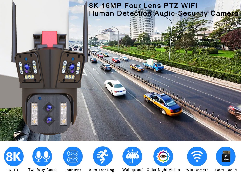 iCSee Camera Wi-Fi WQQ839S-PW-4 3 lens (4mp+4mp+4mp)