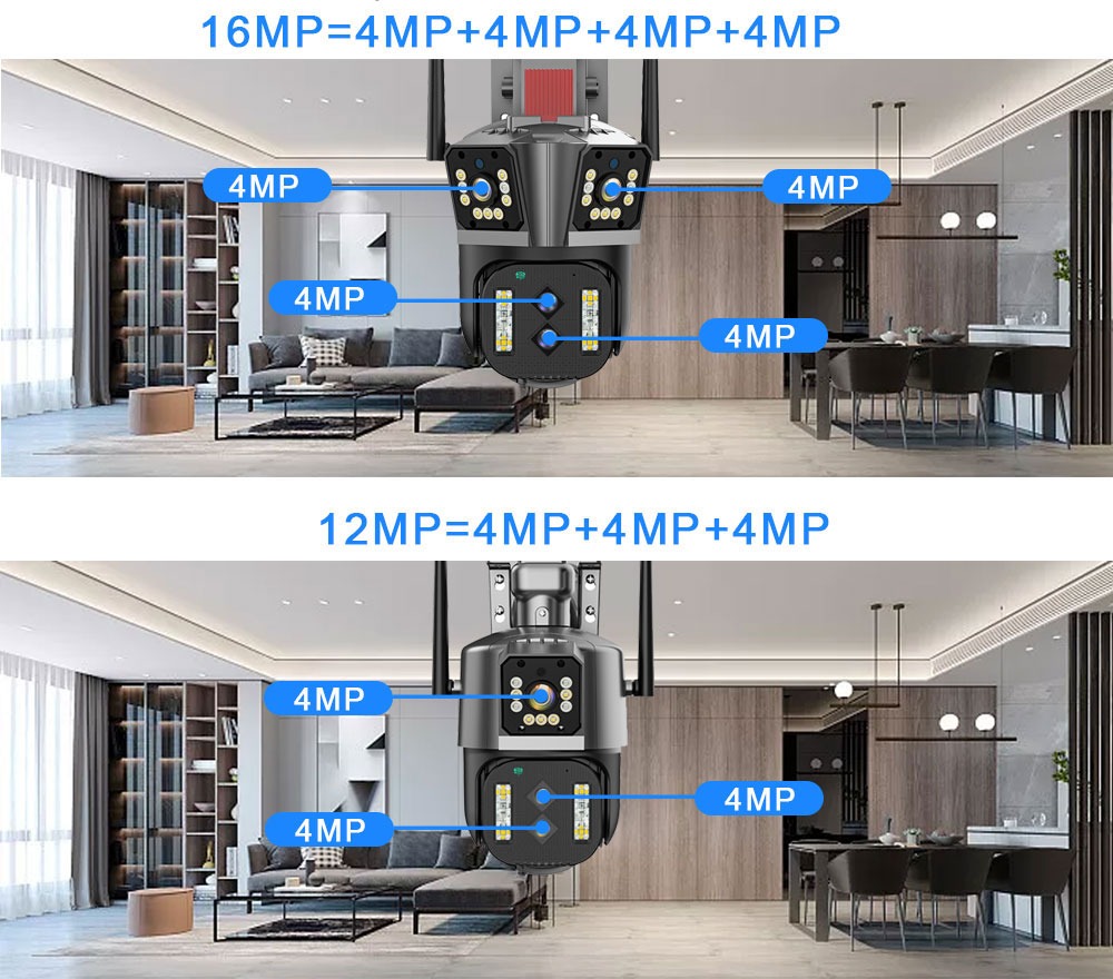 iCSee Camera Wi-Fi WQQ839S-PW-4 3 lens (4mp+4mp+4mp)