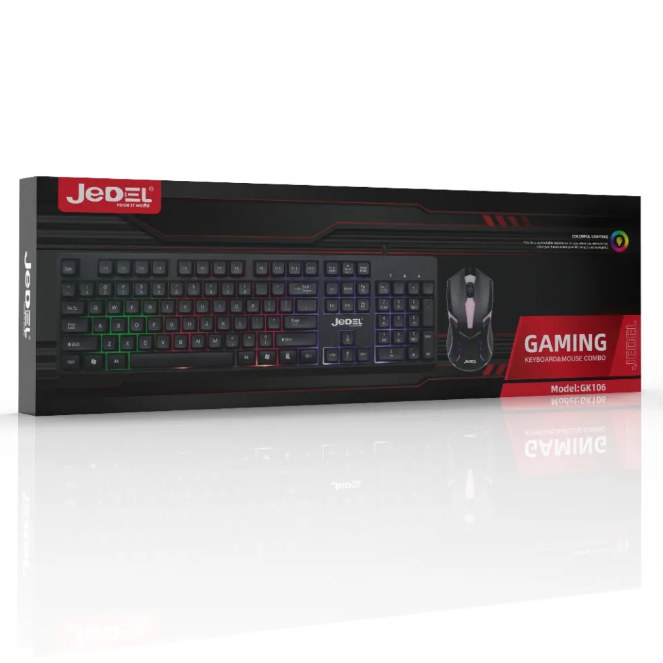 JEDEL GK106-Black Rainbow lighting RGB  Keyboard